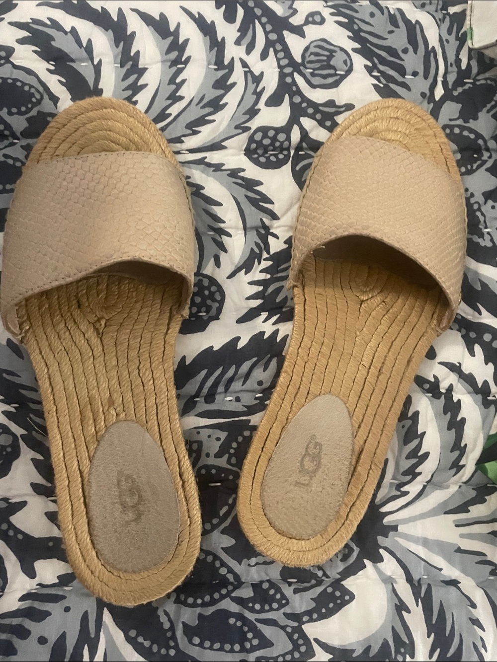 UGG Women's Tan Woven Slide Sandals